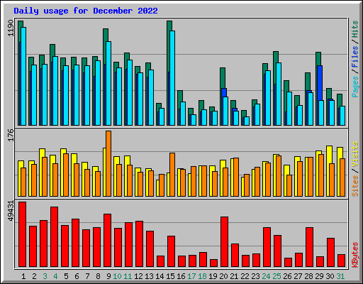 Daily usage for December 2022