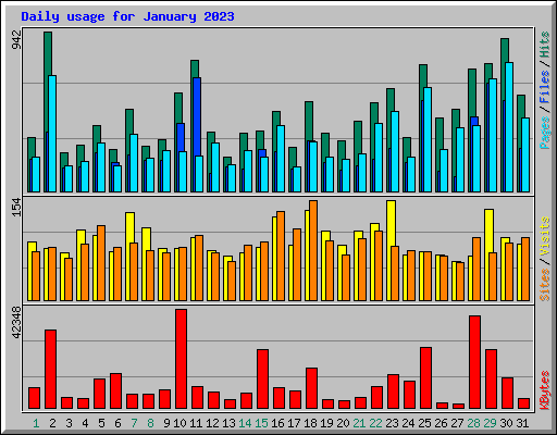 Daily usage for January 2023
