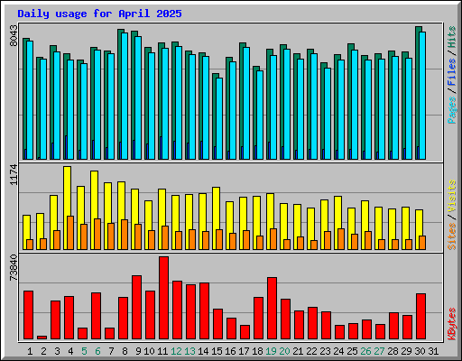 Daily usage for April 2025