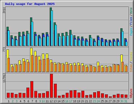 Daily usage for August 2025